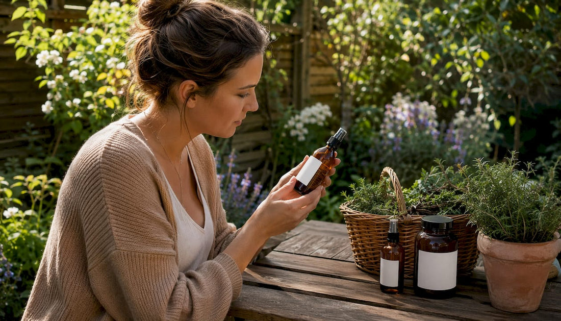 UK mother reading natural skincare gift label